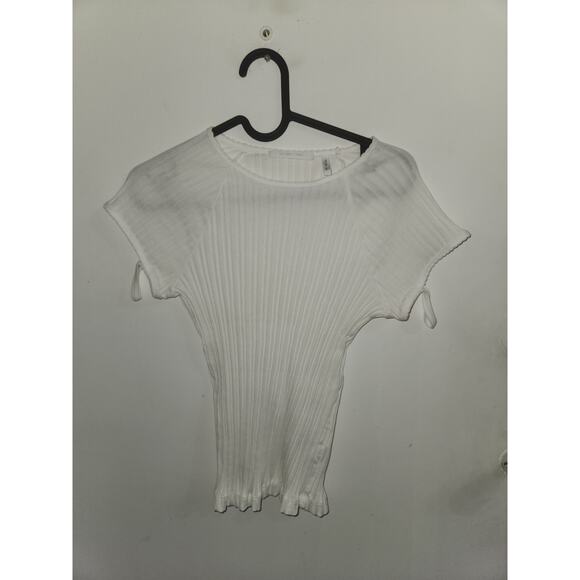 Helmut Lang white ribbed t-shirt top M - Picture 2 of 4